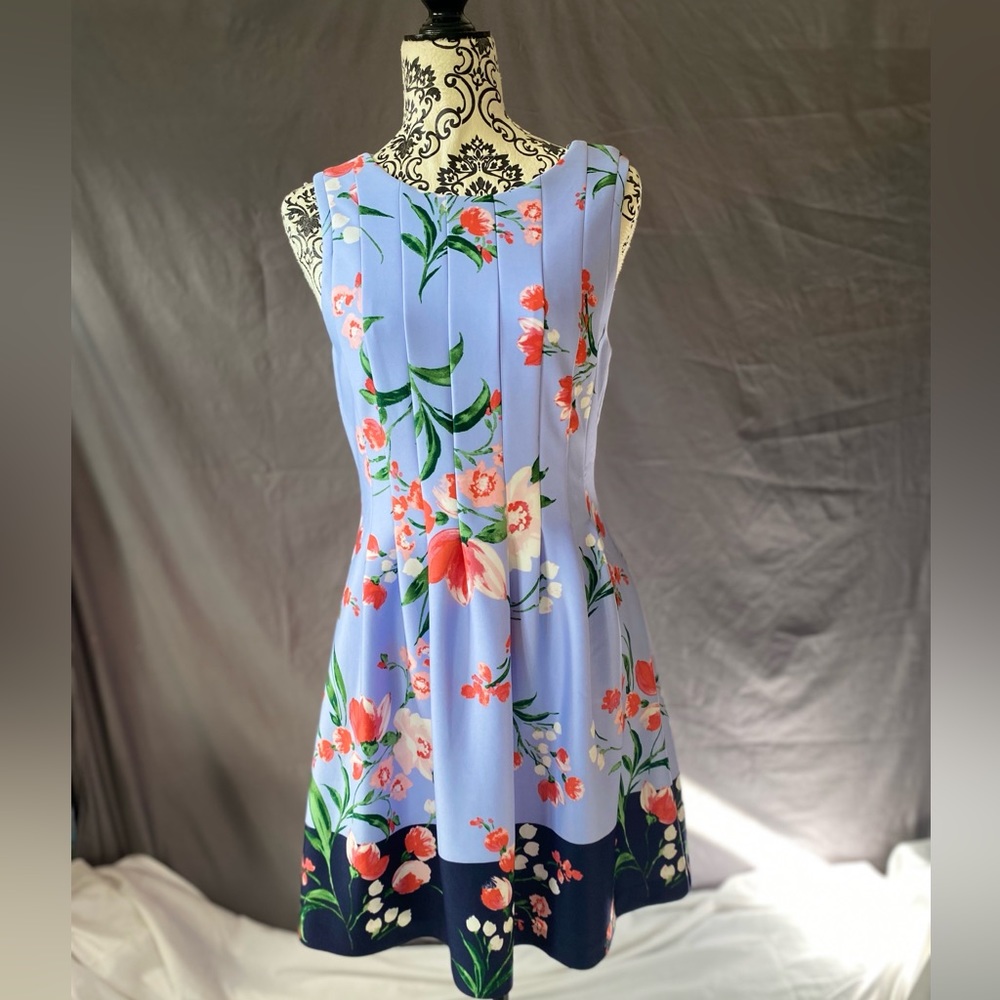Blue floral casual dress